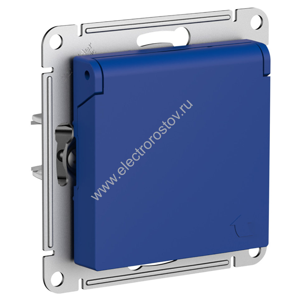 AtlasDesign Аквамарин Розетка 1-ая с/з, со шторками, с крышкой Schneider Electric