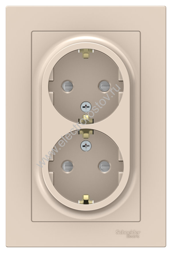 AtlasDesign Беж Розетка 2-ая с/з со шторками Schneider Electric