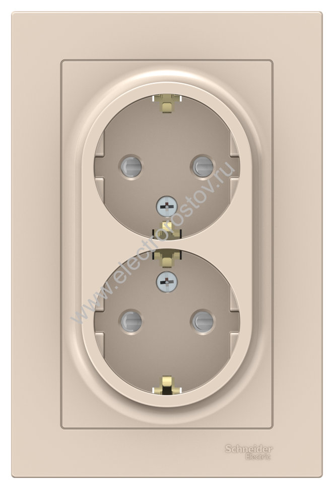 AtlasDesign Беж Розетка 2-ая с/з со шторками Schneider Electric
