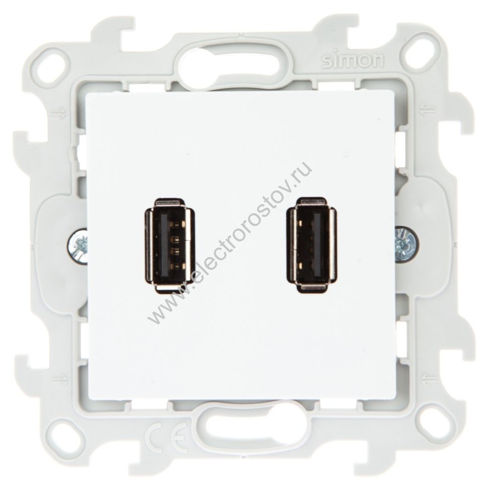 Simon 24 Белый Розетка 2хUSB 2.0 тип A Simon