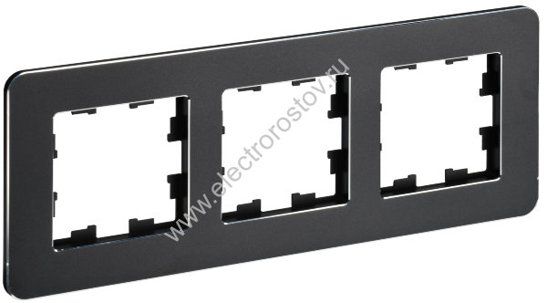 IEK BRITE DECOR Черный металл. скругл.угол Рамка 3-м РУ-3-1-Бр RE