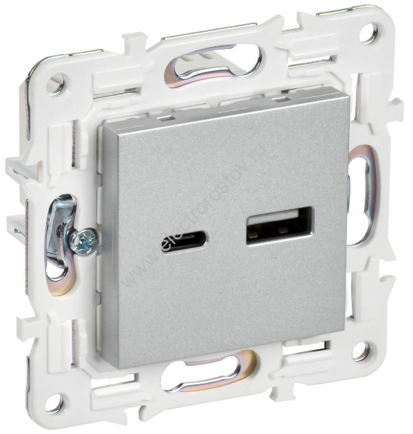 IEK SKANDY Серебряный Розетка USB A+A 3,1А SK-R15S