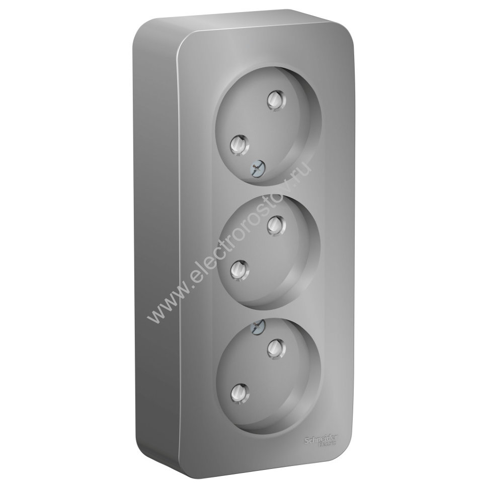 Blanca наруж Алюминий Розетка 3-ая б/з со шторками 16А, 250В, изолир. пластина Schneider Electric