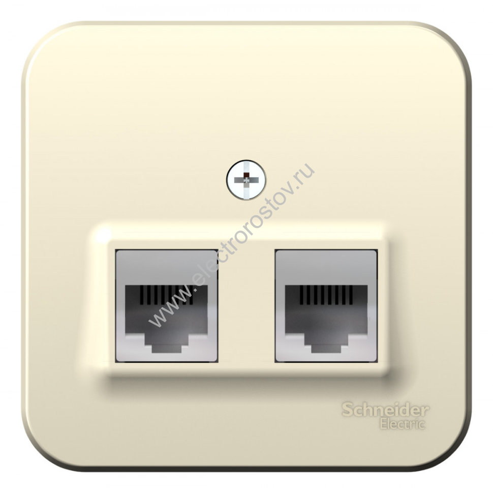 Blanca наруж Молочный Розетка 2-ая ТЛФ/КОМП, RJ45+RJ11, кат.5E, изолир. пластина Schneider Electric