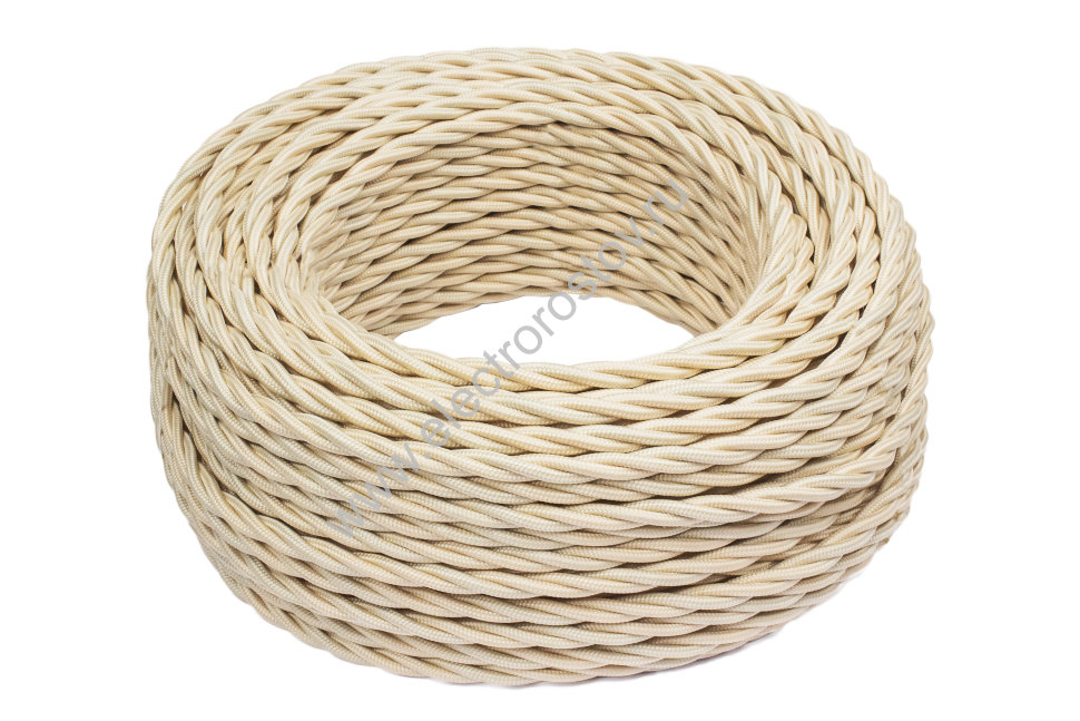 Витой провод 2*1,5, песочное золото, матовый 50м