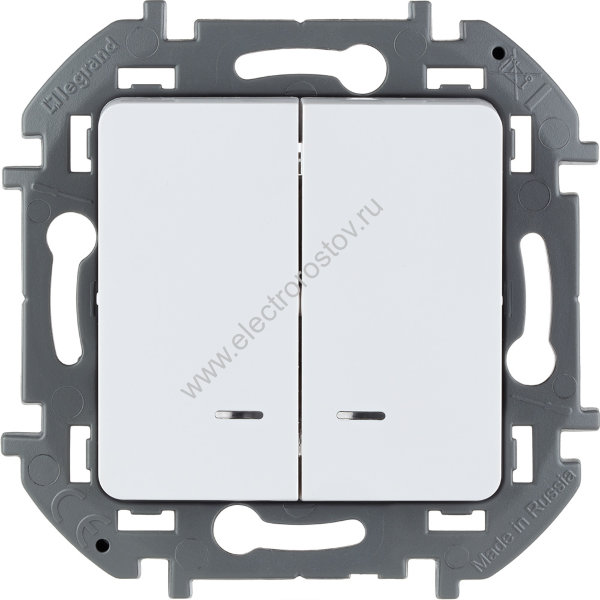INSPIRIA Белый Выключатель 2-клавишный с подсветкой/индикацией Legrand