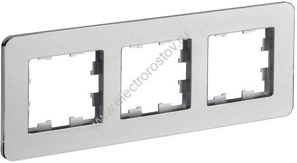 IEK BRITE DECOR Алюминий металл. скругл.угол Рамка 3-м РУ-3-1-Бр RE
