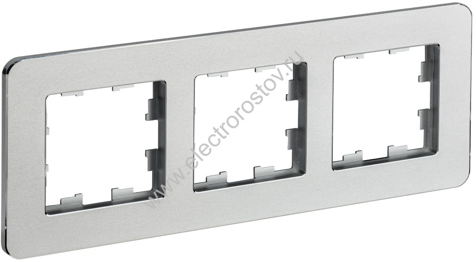 IEK BRITE DECOR Алюминий металл. скругл.угол Рамка 3-м РУ-3-1-Бр RE