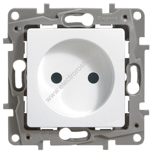 Etika Белый Розетка 1-ая без заземления, с защ. шторками, винт. клеммы Legrand
