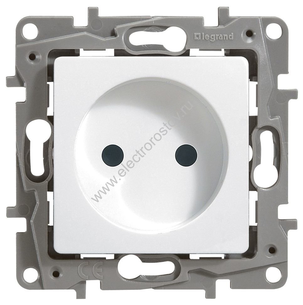 Etika Белый Розетка 1-ая без заземления, с защ. шторками, винт. клеммы Legrand