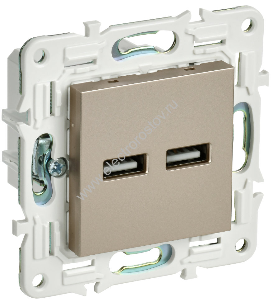 IEK SKANDY Шампань Розетка USB A+A 3,1А SK-R15Sh