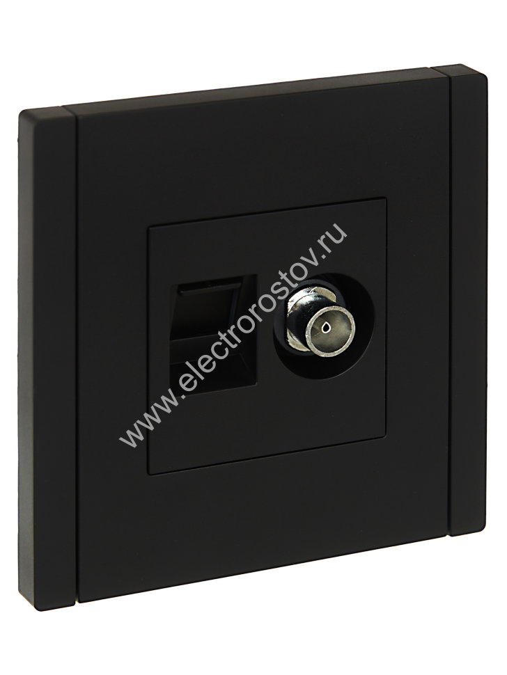 IEK FORTE&PIANO Черный Розетка двойная TV+RJ45 кат.5E FP136