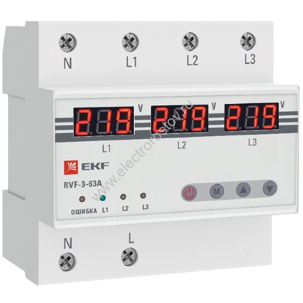 Реле выбора фаз с дисплеем RVF-3-63А PROxima EKF