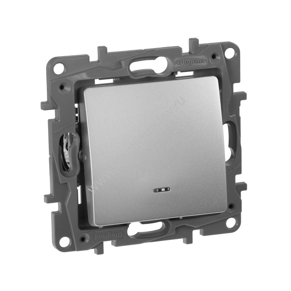 Etika Алюминий Выключатель 1-клавишный с подсветкой Legrand