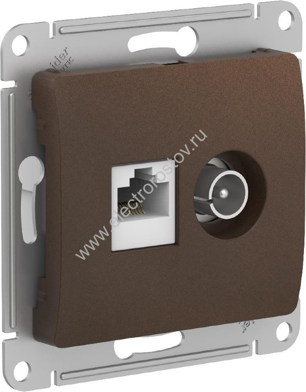 Systeme Electric Glossa Шоколад Розетка двойная ТВ+комп RJ45, кат. 5e