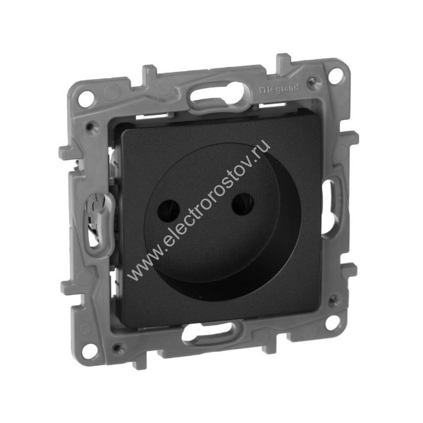 Etika Антрацит Розетка 1-ая без заземления Legrand