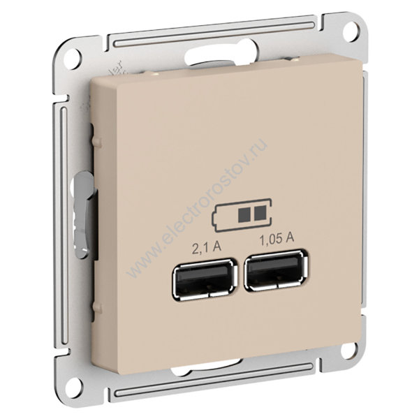 AtlasDesign Песочный Розетка USB A+A; 5В/2,1A; 2x5В/1,05A Schneider Electric