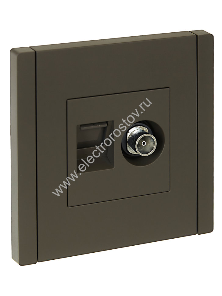 IEK FORTE&PIANO Серый Розетка двойная TV+RJ45 кат.5E FP336