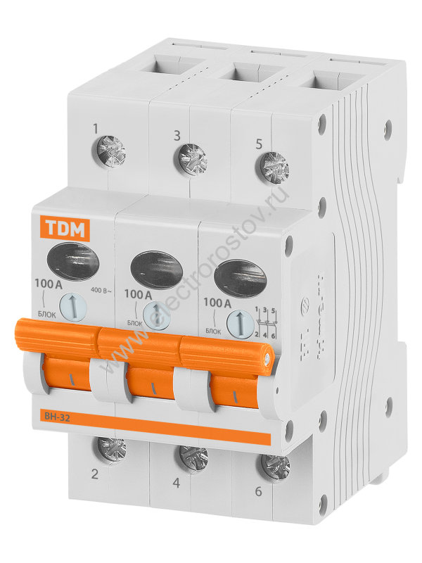 Выключатель нагрузки (мини-рубильник) ВН-32 3P 100A TDM