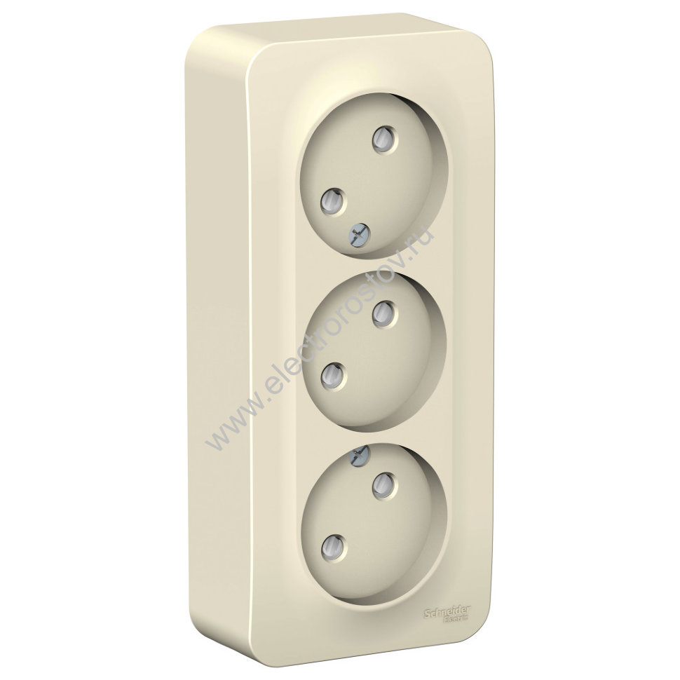 Blanca наруж Молочный Розетка 3-ая б/з со шторками 16А, 250В, изолир. пластина Schneider Electric