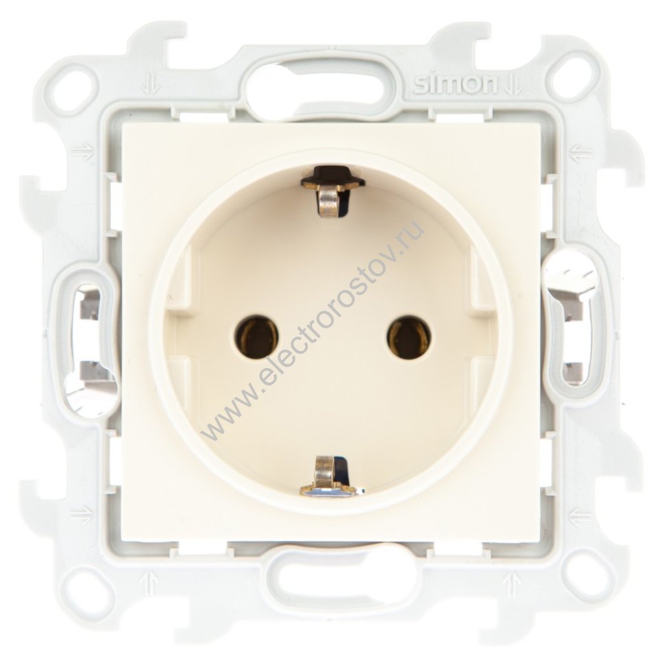 Simon 24 Слоновая кость Розетка 1-ая с заземлением Push and Go Simon