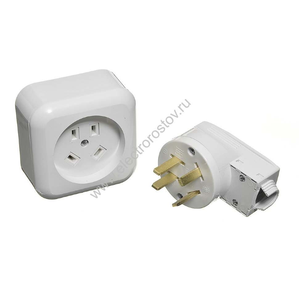 Розетка О/У+вилка для электроплиты 3Р+Е 380В/32А цвет белый БелТИЗ