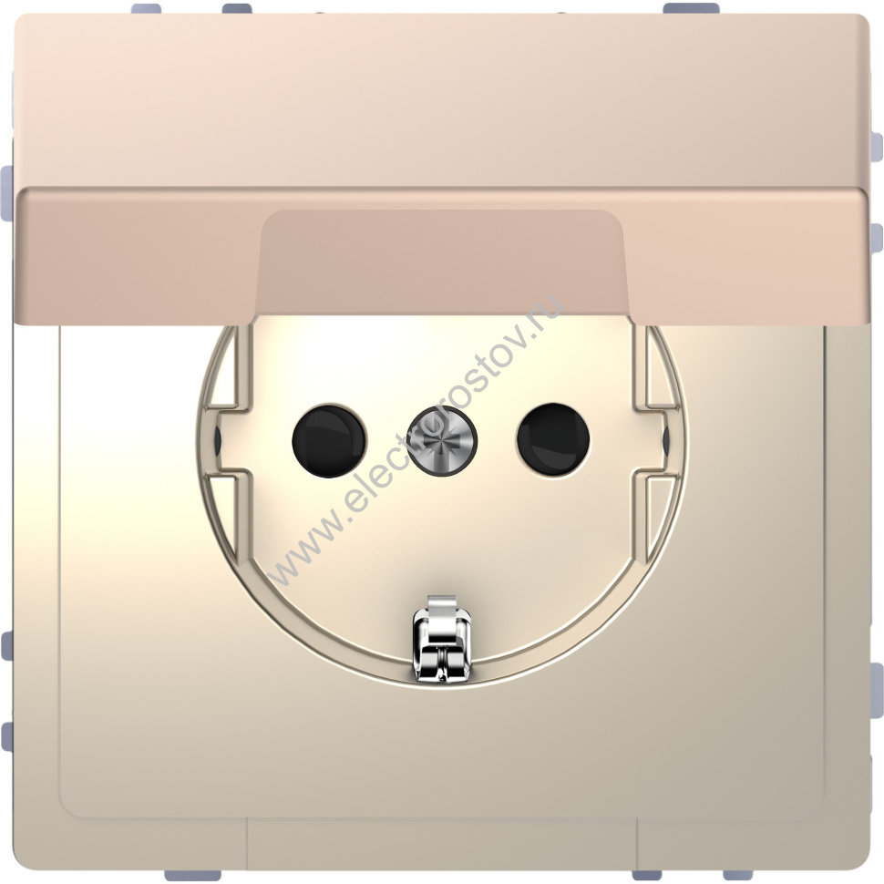 Merten D-Life Шампань Розетка 16А с/з и крышкой IP20 Schneider Electric