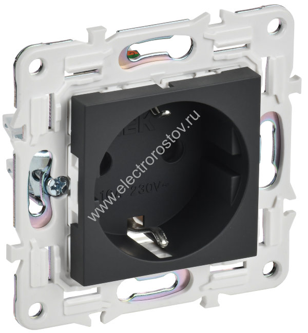 IEK SKANDY Графит Розетка с/з с защитными шторками 16А SK-R04G