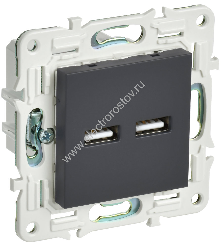 IEK SKANDY Графит Розетка USB A+A 3,1А SK-R15G