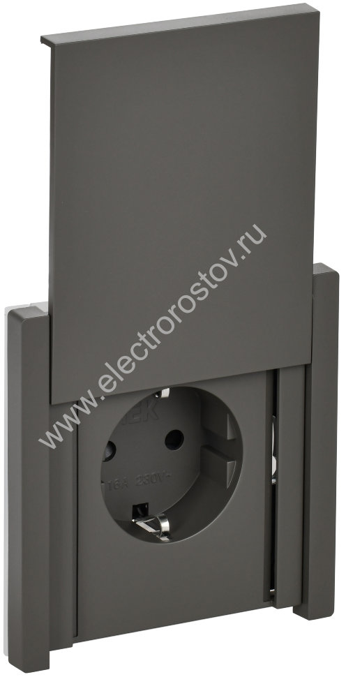 IEK FORTE&PIANO Серый Розетка с/з со шт с крышкой винтовое крепление 16А IP44 FP321