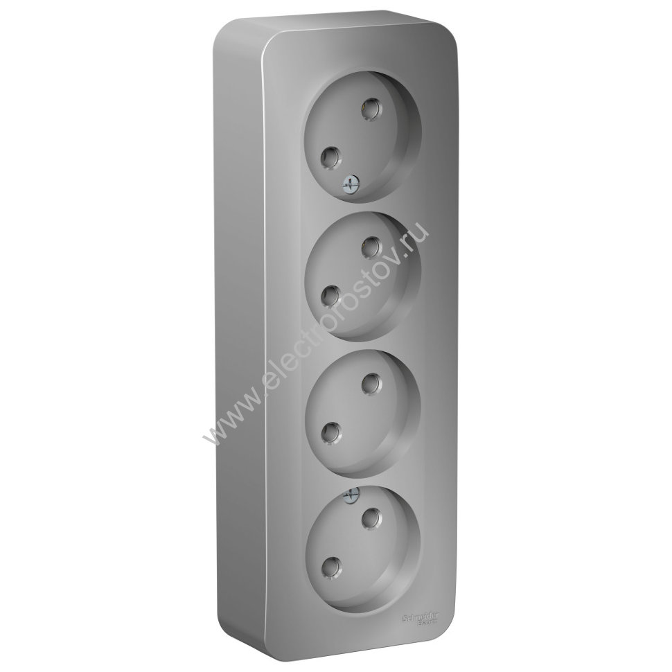 Blanca наруж Алюминий Розетка 4-ая б/з без шторок 16А, 250В, изолир. пластина Schneider Electric