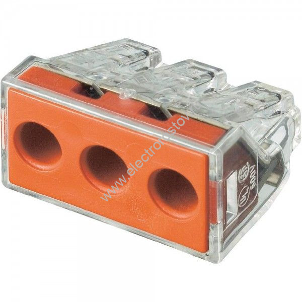 Клемма PUSH WIRE для распределительных коробок для одножильных проводников 3х2,5-6мм2 WAGO