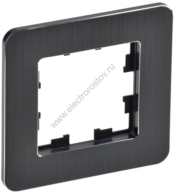 IEK BRITE DECOR Черный/алюм металл. скругл.угол Рамка 1-м РУ-1-1-Бр RE AL
