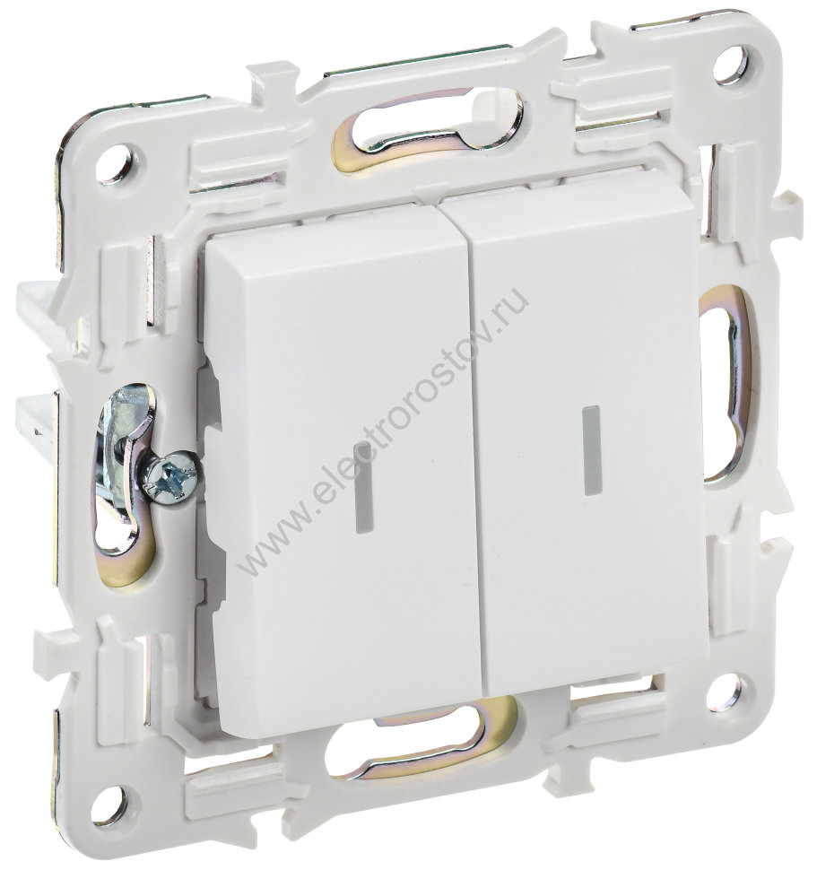 IEK SKANDY Арктический белый Выключатель 2-клавишный с индикацией 10А SK-V09W