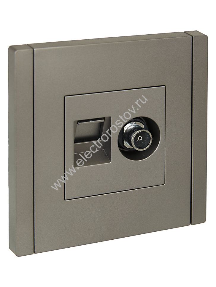 IEK FORTE&PIANO Сталь Розетка двойная TV+RJ45 кат.5E FP536