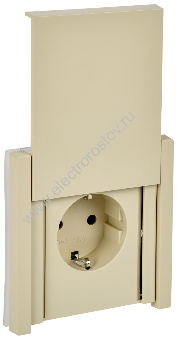 IEK FORTE&PIANO Ваниль Розетка с/з со шт с крышкой винтовое крепление 16А IP44 FP421