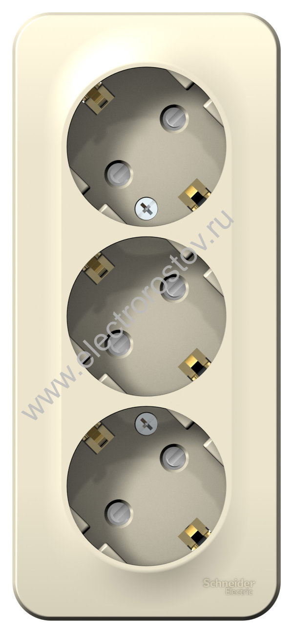 Blanca наруж Молочный Розетка 3-ая с/з со шторками 16А, 250В, изолир. пластина Schneider Electric