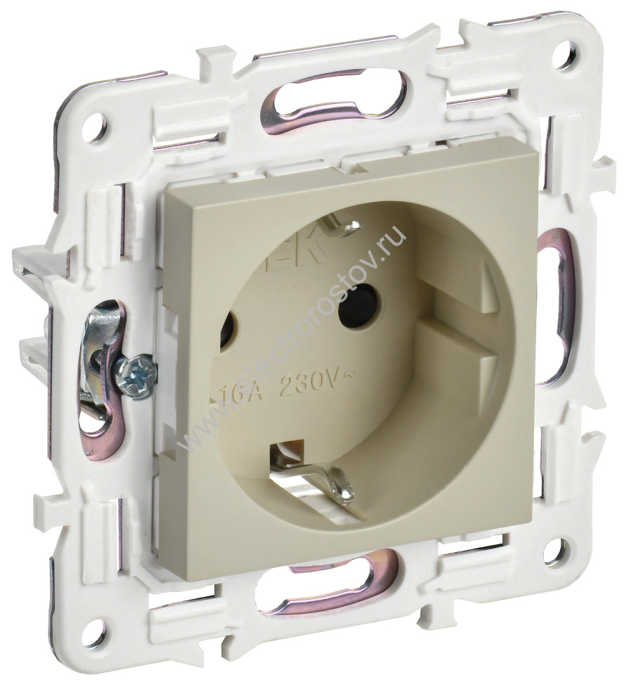 IEK SKANDY Бежевый Розетка с/з с защитными шторками 16А SK-R04B