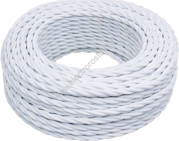 Витой провод 2*1,5, белый, матовый 10м