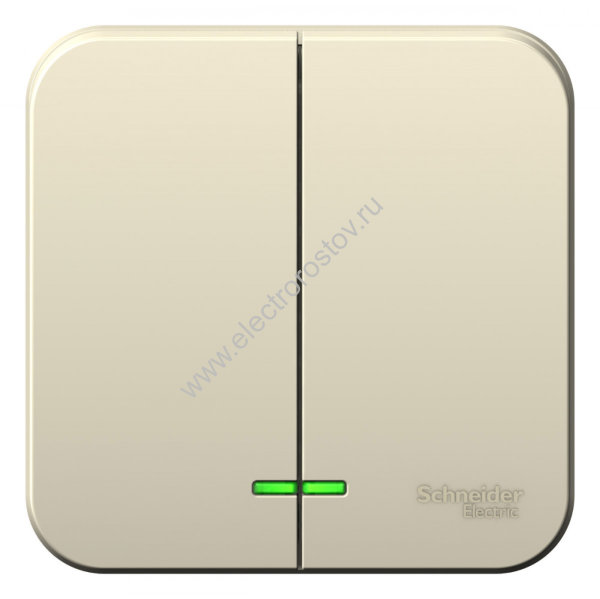 Blanca наруж Молочный Выключатель 2-клавишный с подсветкой 10А, 250B, изолир. пластина Schneider Ele