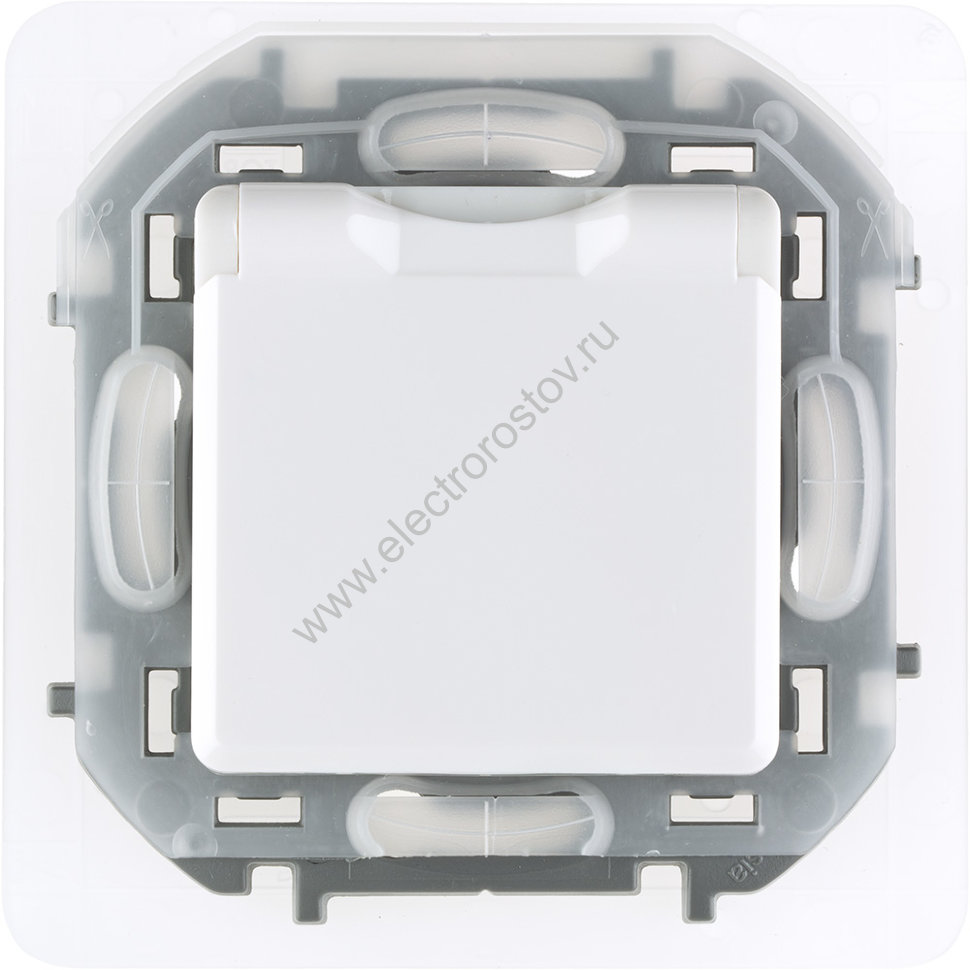 INSPIRIA Белый Розетка с заземлением IP 44 с откидной крышкой и шторками Legrand
