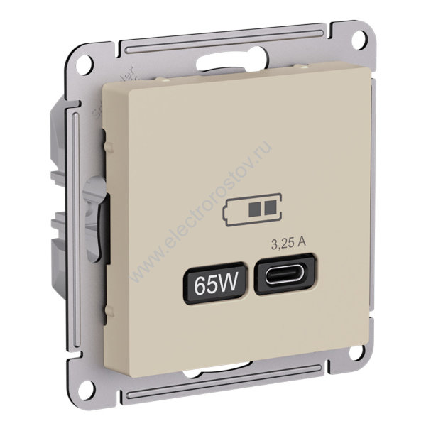 AtlasDesign Песочный Розетка USB C, 65Вт; 5-20В/3,25А Schneider Electric