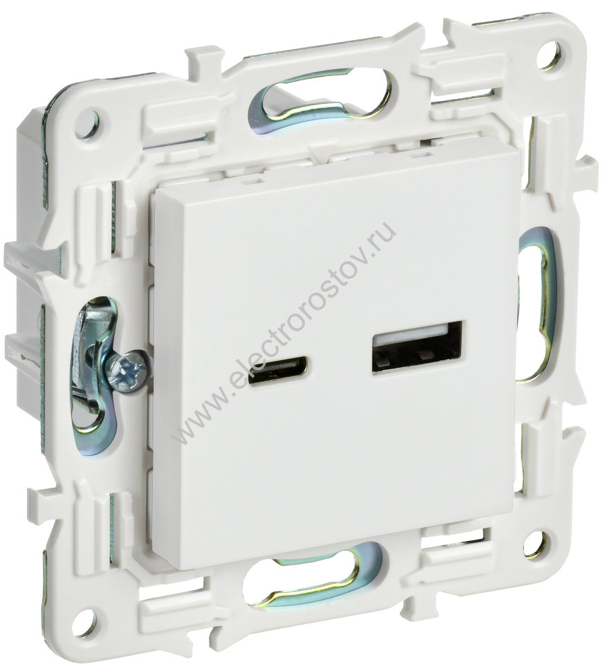 IEK SKANDY Арктический белый Розетка USB A+C 18Вт SK-R13W