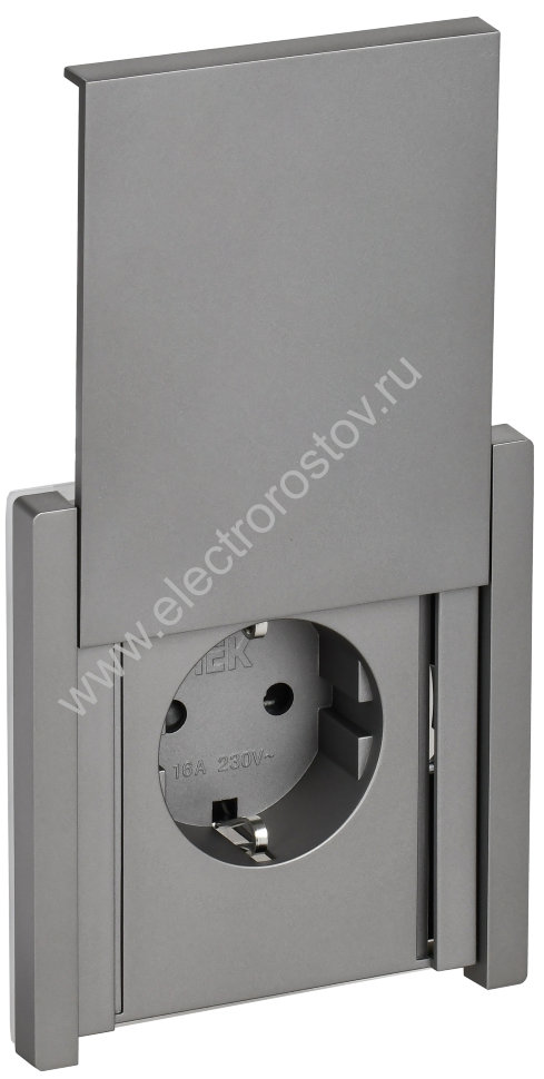 IEK FORTE&PIANO Сталь Розетка с/з со шт с крышкой винтовое крепление 16А IP44 FP521