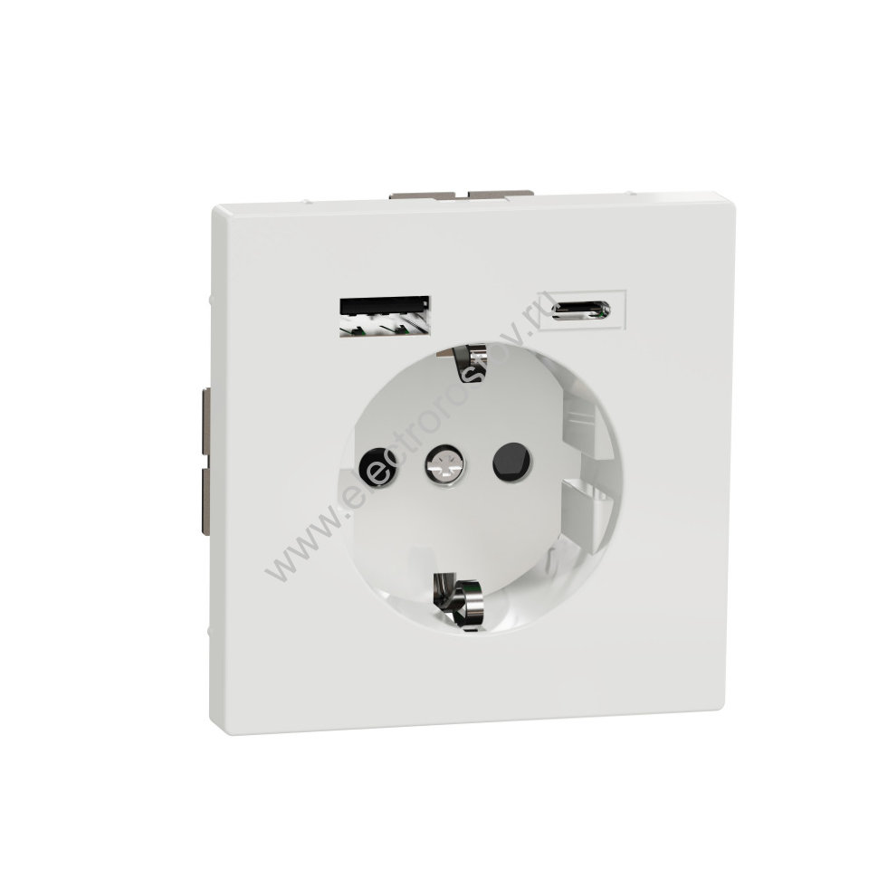 Schneider Electric Merten D-Life Белый Лотос Розетка силовая 16 A с зарядкой USB A+C 3 A