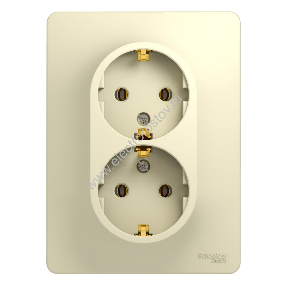 Glossa Бежевый Розетка 2-ая с/з Schneider Electric