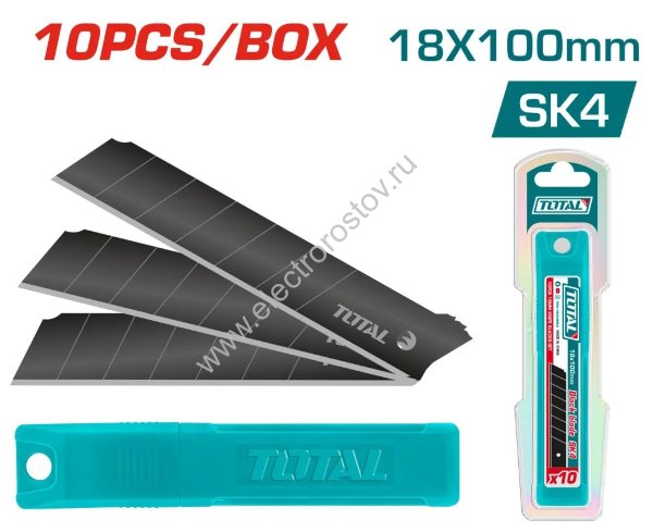 Лезвие 18 мм 10 шт Black blade SK4 TOTAL