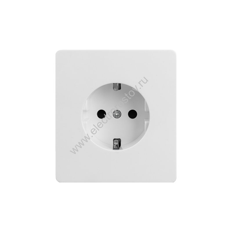 KRANZ ROUND Розетка 1-ая с/з с/у, со шторками 16А перламутр, с 1-пост. рамкой