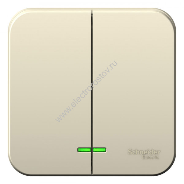 Blanca наруж Молочный Выключатель 2-клавишный с подсветкой 6А, 250B, изолир. пластина Schneider Elec