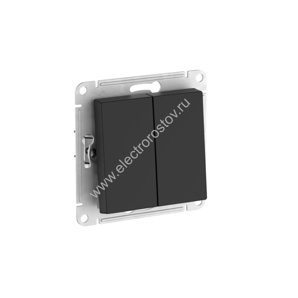 AtlasDesign Aqua Карбон Выключатель 2-клавишный IP44 с быстрозажим. клеммами Schneider Electric